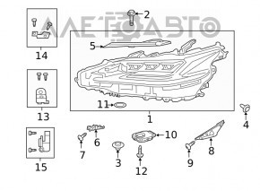 Blocul de aprindere dreapta pentru Lexus ES250 ES300h ES350 19-21 cu LED-uri complete