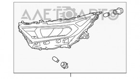 Far dreapta față asamblată Toyota Rav4 19-21 Multi-LED, crom, construită în SUA