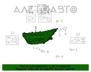 Far dreapta față asamblată Toyota Rav4 19-21 Multi-LED, crom, construită în Japonia