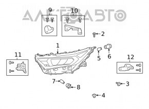 Far dreapta față asamblată Toyota Rav4 19-21 Multi-LED, crom, construită în Japonia