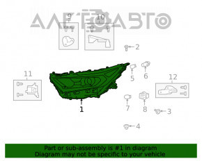 Far dreapta față asamblată Toyota Rav4 19-21 LED, crom, construită în Japonia