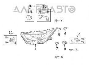 Far dreapta față asamblată Toyota Rav4 19-21 LED, crom, construită în Japonia