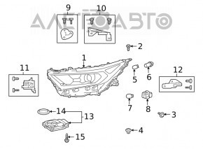 Far stânga față asamblată Toyota Rav4 19-21 LED, crom, adaptiv