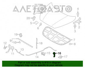 Manerul de deschidere a capotei Hyundai Elantra UD 11-16 din interiorul mașinii