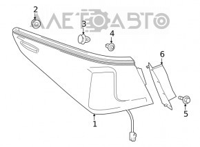 Decorație exterioară a luminii aripi spate dreapta Lexus ES250 ES300h ES350 19 - nou original