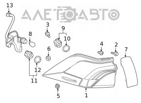 Lumină decorativă, aripă exterioară, stânga spate Toyota Rav4 19- Japonia construit nou original OEM