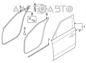 Уплотнитель дверного проема передний левый Kia Soul 14-19