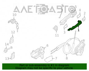 Ручка двери внешняя передняя левая Nissan Rogue 21-23 Japan built, структура