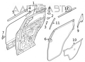 Уплотнитель двери задней правой Nissan Rogue 21-23 Japan built