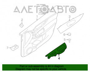 Capacul de control al geamului electric din spatele dreapta al Nissan Rogue 14-20 negru, texturat, zgârietură.