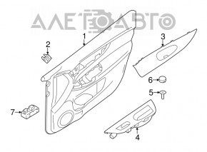 Capacul de control al geamului electric din spatele dreapta al Nissan Rogue 14-20 negru, texturat, zgârietură.