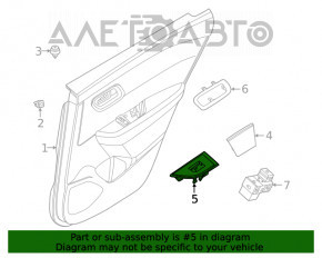 Capacul de control al geamului electric din spatele dreapta al Nissan Rogue 21-23 construit în SUA