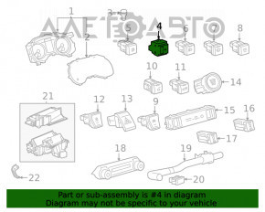 Butonul de control al iluminării panoului de instrumente Toyota Rav4 19-