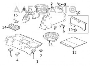 Пол багажника Honda Civic X FC 16-21 4d тряпка, черн, под чистку