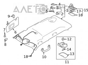 Plafonul de iluminare din spate pentru Subaru Forester 19- SK, gri.