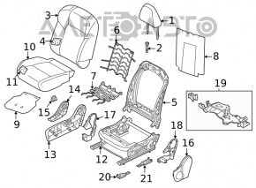 Scaun de pasager Nissan Rogue 21-22 fără airbag, manual, material textil negru-gri, fabricat în Japonia