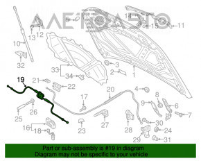 Трос открытия замка капота передняя часть Audi Q3 8U 15-18