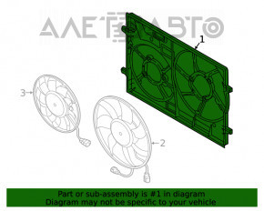 Difuzorul carcasei radiatorului asamblat pentru Audi Q7 16- 2.0T, 3.0T cu 2 ventilatoare.