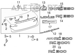 Эмблема значок крышки багажника Lexus ES250 ES300h ES350 23-