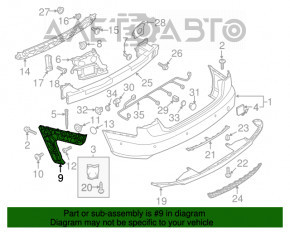 Suportul pentru bara spate dreapta exterior Audi A6 C7 12-15 pre-restilizare, nou, neoriginal.