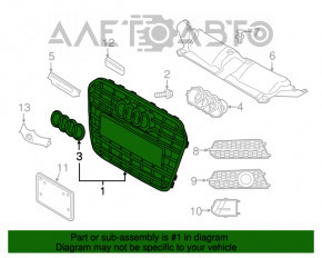 Grila radiatorului asamblată Audi A6 C7 16-18 restilizată, lucioasă, nouă, neoriginală