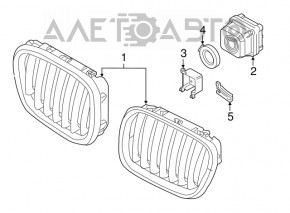 Grila radiatorului, orificiul stâng BMW X5 F15 14-18 Pure Excellence, nou, neoriginal.