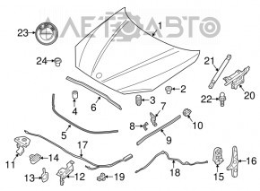 Ручка открытия замка капота подкапотная BMW X1 F48 16-22 новый неоригинал