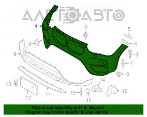 Бампер передний голый BMW X1 F48 16-19 без парктроников