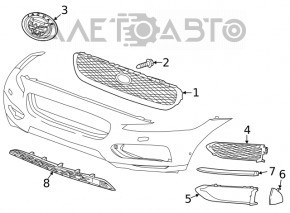 Grila bara fata dreapta Jaguar F-Pace X761 17-20 SPORT cu senzor de parcare, noua, neoriginala
