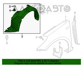 Bara de protecție față dreapta Kia Forte 4d 14-16, nou, aftermarket