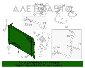 Radiator de răcire apă VW Jetta 13-16 SUA 1.4T hibrid AVA