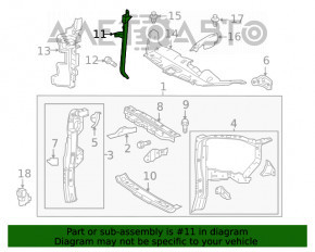 Bara de blocare a capotei Toyota Highlander 14-19 nouă, neoriginală.