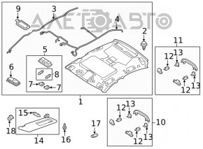 Capacul stâng Mazda 6 18-21 pentru plafon, bej, fără iluminare