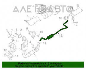 Traseul de evacuare intermediar pentru Ford Ecosport 18-21 1.0T