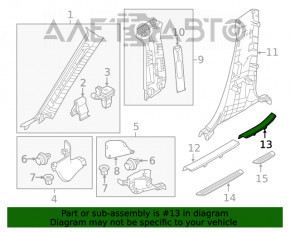 Capacul pragului din spate dreapta pentru Mazda 6 18-21, tip 2, negru