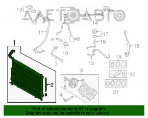 Radiatorul condensatorului de aer condiționat Ford Ecosport 18-21 1.0T