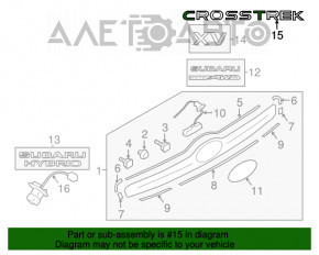 Emblema spate CROSSTREK Subaru XV Crosstrek 13-17 este utilă cromată