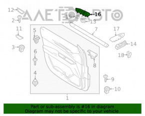 Capacul de control al geamului electric din partea dreapta față a Mazda CX-5 17- negru lucios, zgârieturi, suportul este rupt.