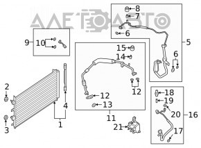 Radiatorul condensatorului de aer condiționat Ford Escape MK4 20- hibrid, plug-In