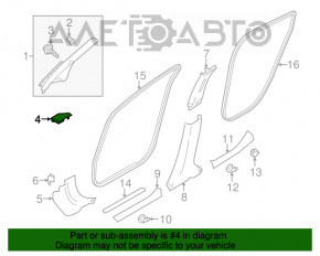 Capacul panoului frontal dreapta superioara Nissan Leaf 18- negru cu grila de aer