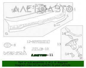 Emblema cu inscripția "LIMITED" de pe ușa portbagajului Toyota Venza 21-