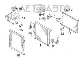 Suport radiator stânga jos VW Touareg 11-17 3.6 aluminiu