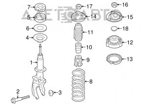 Arcul frontal stânga VW Touareg 11-17, rigiditate galbenă, gri