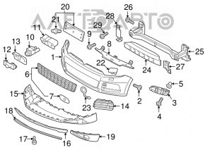 Suportul central al bara fata pentru VW Touareg 11-14, nou, original OEM.