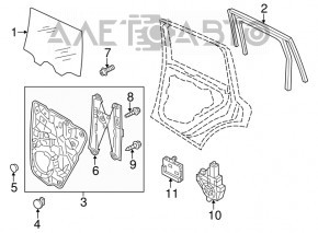 Стеклоподъемник с мотором задний правый VW Touareg 11-17 с панелью