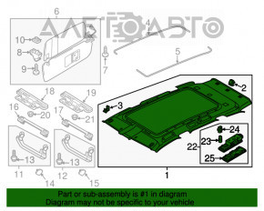 Acoperirea plafonului pentru VW Touareg 11-17 cu panoramă, bej