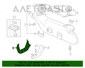 Supapa capacului portbagajului stânga Honda Clarity 18-21 SUA, parte interioară, fixarea este ruptă, zgârieturi.