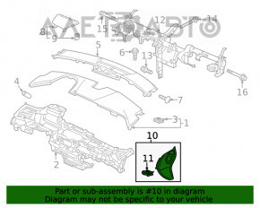 Capacul panoului frontal lateral dreapta Honda Clarity 18-21 SUA, negru