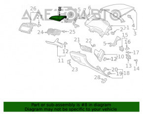 Capacul panoului frontal stânga sus Honda Clarity 18-21 SUA, sub lemn negru