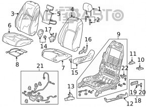 Scaunul șoferului al Honda Clarity 18-21 SUA cu airbag, mecanic, cu încălzire, tapițerie combinată, potrivit pentru curățare chimică, cu inserții